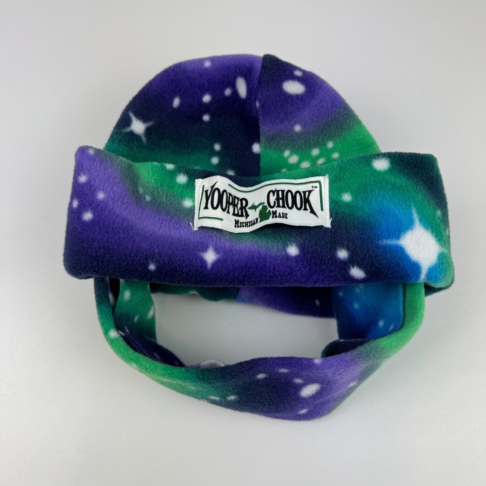 Yooper Chook Size M Michigan Made Northern Lights Fleece Winter Cap Chin Strap